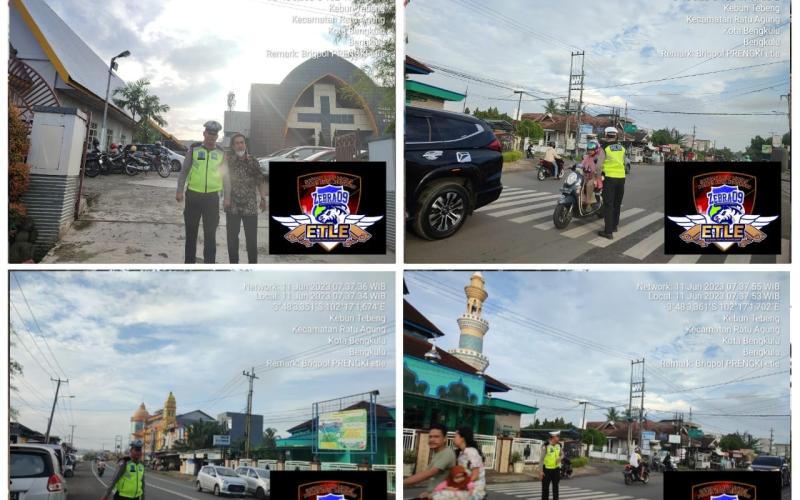 Sat Lantas Polresta Bengkulu, Laksanakan Pengamanan Lalu Lintas Ibadah Minggu di Gereja GKII