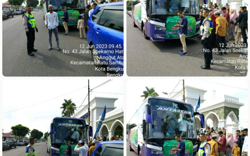 Polresta Bengkulu, Lakukan Pengamanan dan Pengawalan Keberangkatan Calon Jemaah Haji Kota Bengkulu 