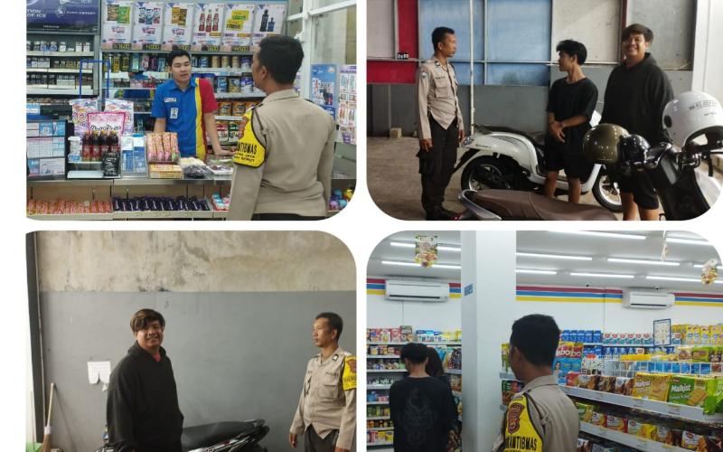 Patroli Malam, Polsek Teluk Segara Sambangi Karyawan Indomaret 