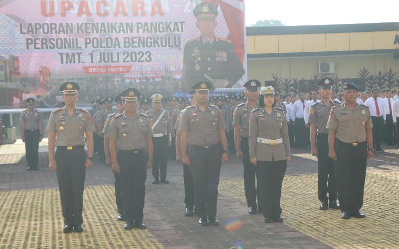 Polda Bengkulu Gelar Upacara Laporan Kenaikan Pangkat Untuk 478 Anggota Polri