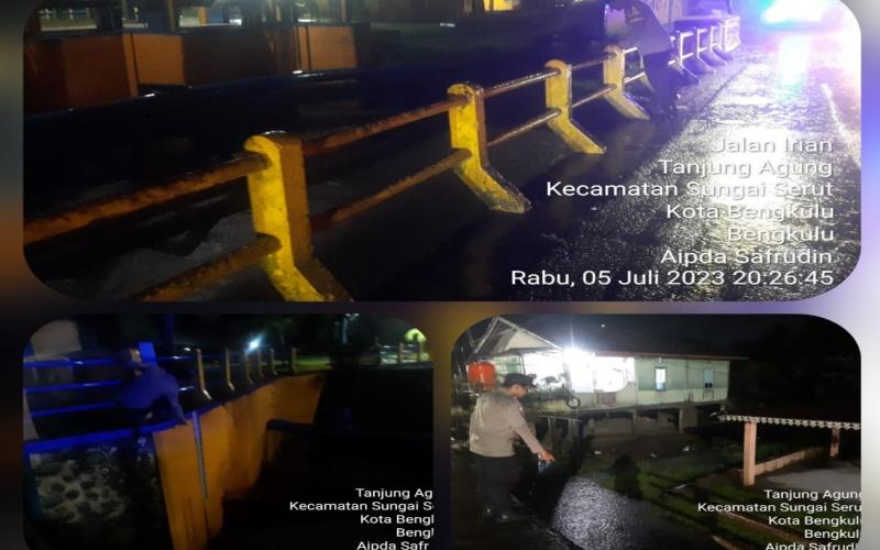 Intesnitas Hujan Tinggi, Polsek Teluk Segara Lakukan Pemantauan Debit Air