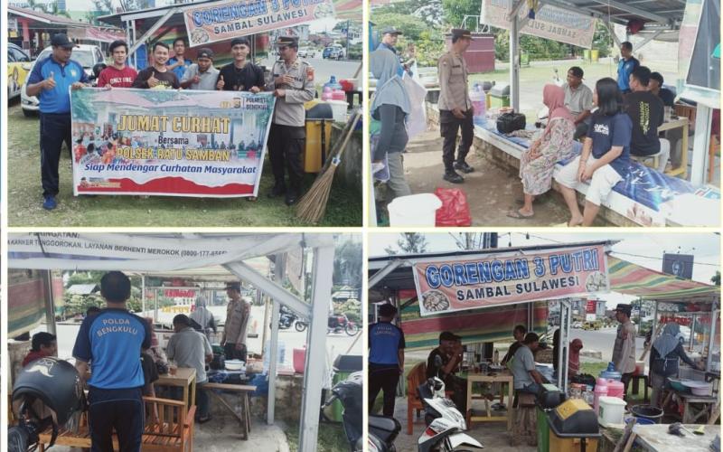 Kapolsek Ratu Samban Jumat Curhat Bersama Pedagang Gorengan