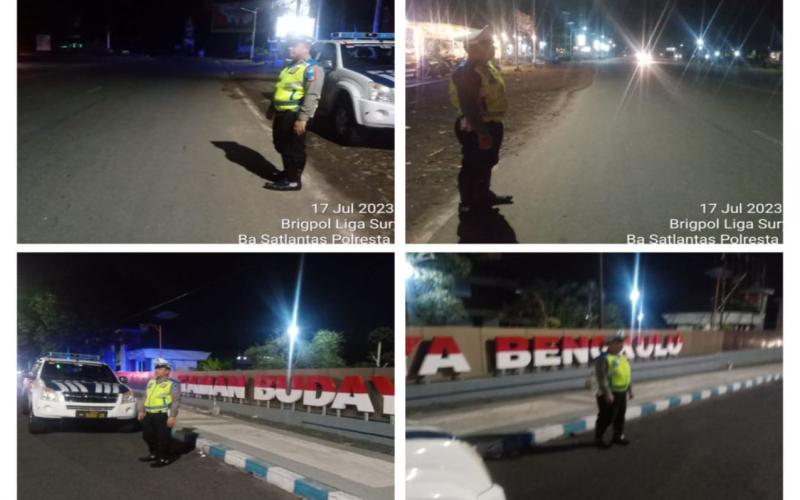 Cegah Aksi Balap Liar di Malam Hari, , Sat Lantas Polresta Bengkulu Patroli Blue Light