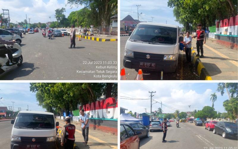 Permudah Mobilitas Pelayanan, Sat Samapta Polresta Bengkulu Tertibkan Pedagang Kaki Lima yang Berjualan di Depan Mako