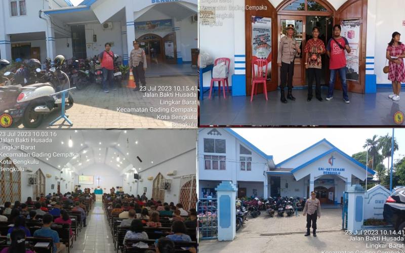 Pengamanan Gereja Rutin, Polsek Gading Cempaka Wujudkan Ibadah yang Kondusif dan Aman