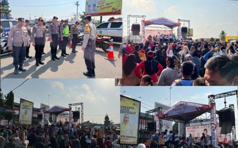 Berikan Rasa Aman, Personel Polresta Bengkulu Lakukan Pengaman Jalan Santai dan Senam Bersama Gebyar HUT DPD RI 