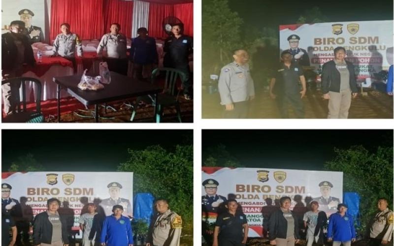 Patroli Malam, Personel Polsek Muara Bangkahulu Sambangi Lokasi Bakti Kesehatan Biro SDM POlda Bengkulu