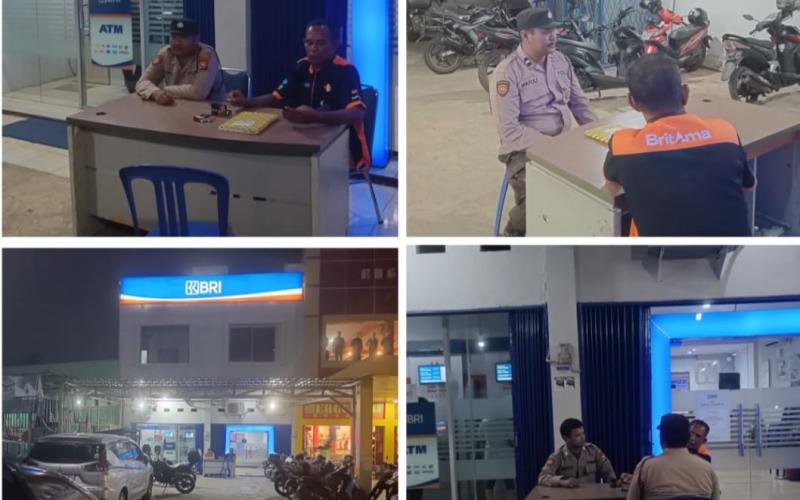 Patroli Malam Hari, Personel Polsek Muara Bangkahulu Sambangi Kantor BRI Unit Rawa Makmur 
