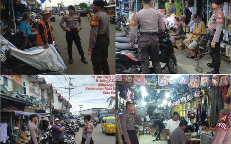 Patroli Dialogis, Sat Samapta Polresta Bengkulu Sasar Pengunjung dan Pedagang Pasar Minggu 