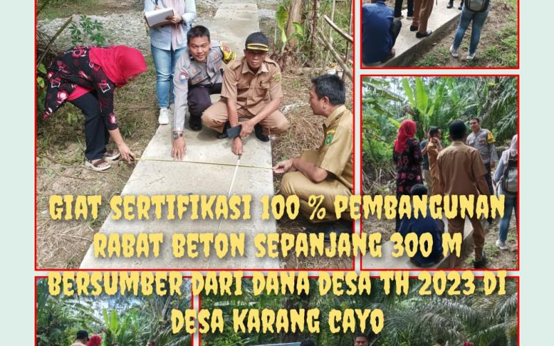 Bhabinkamtibmas Polsek Pino, Hadiri Sertifikasi  Pembangunan Rabat Beton Desa Karang Cayo