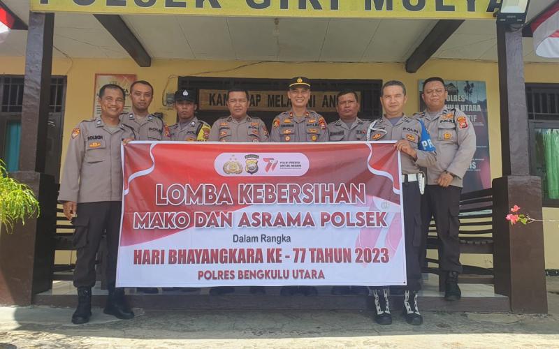 Polsek Giri Mulya Sambut Tim Penilai Kebersihan Mako dan Asrama Dari Polres Bengkulu Utara