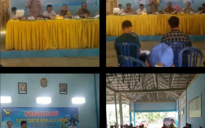Kanit Binmas dan Bhabinkamtibmas, Jadi Narasumber Sosialisasi Tata Tertib Berlalu Lintas di Desa Beringin Datar 