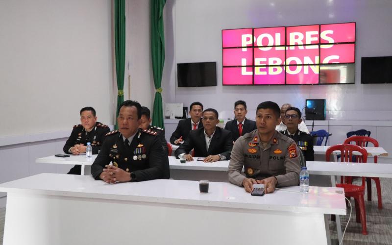 Polres Lebong Ikuti Upacara Pembinaan Tradisi Peringatan Hari Bhayangkara Ke-77 Secara Daring