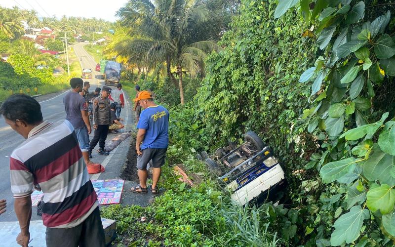 Patah As, Mobil Angkut 6000 Buah Kelapa Masuk ke Jurang di Kaur