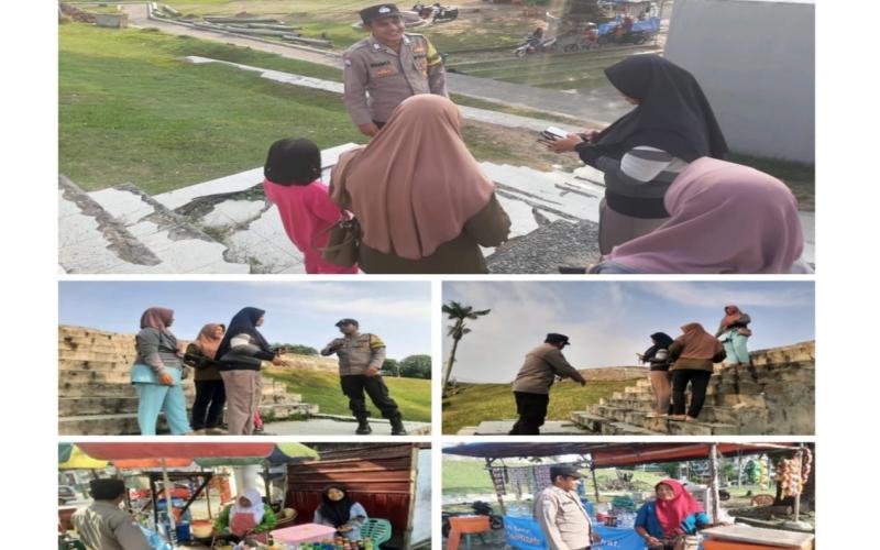 Patroli Mobiling, Personel Polsek Teluk Segara Sampaikan Imbauan Kamtibmas kepada Pedagang