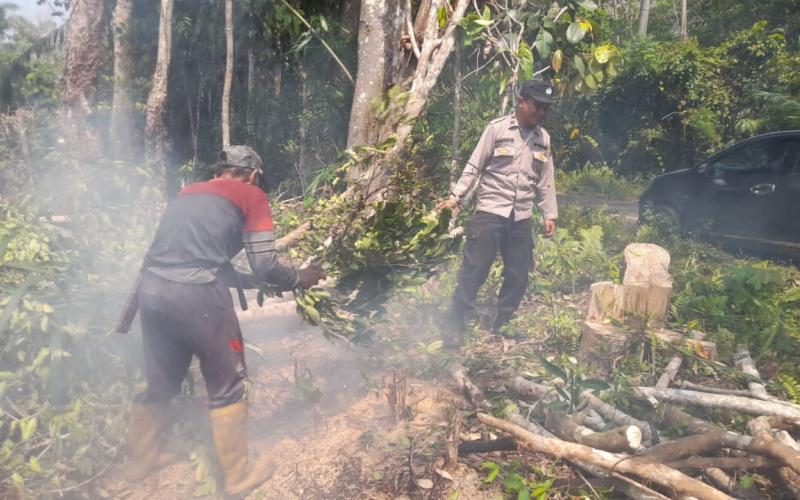 Temukan Titik Api, Personel Polsek Lais Bantu Padamkan