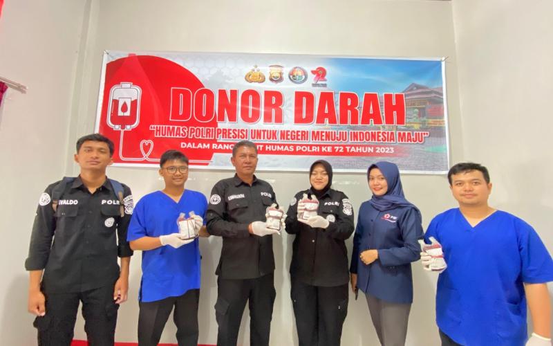 Peringatan Hari Jadi Humas Polri, Polres Rejang Lebong Gelar Bhakti Sosial Donor Darah