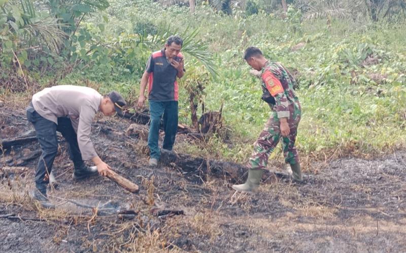 Polsek Giri Mulya Bersinergi Bersama TNI dan Damkar Serta Masyarakat Padamkan Karhutla