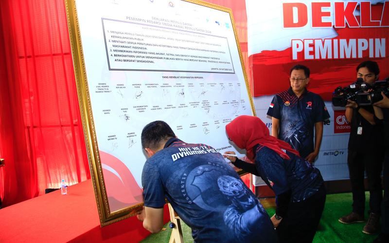 Polri, Dewan Pers, dan Pimpinan Media Deklarasi Pemilu Damai 2024