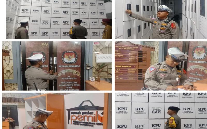 Patroli, Personel Subsatgas OMB Lakukan Pengecekan dan Kontrol di Seputran Lingkungan Kantor KPU 