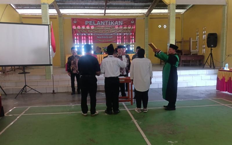 Polsek Giri Mulya Hadiri Kegiatan Pelantikan Apel Kesiaapan, Bimtek dan Coklit Serentak Petugas Pemutakhiran Data Pemilih