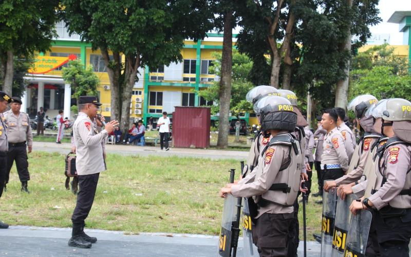 Antisipasi Aksi Hari Buruh, Polres Rejang Lebong Gelar Simulasi Pengendalian Unjuk Rasa