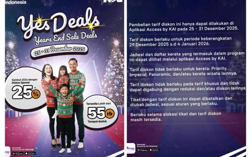 Libur Akhir Tahun Lebih Hemat, KAI Daop 7 Madiun Beri Diskon 25% Kelas Eksekutif hingga Rp390 Ribuan