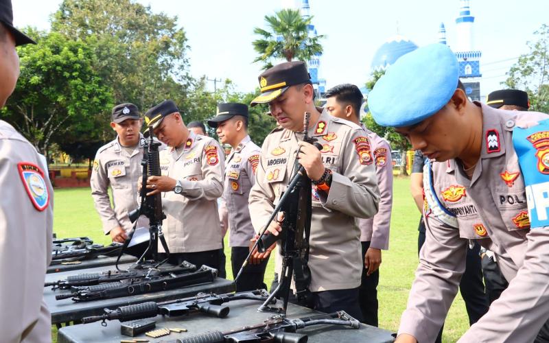 Polres Lebong Gelar Apel Pengecekan Senjata Api Dinas, Pastikan Kelengkapan dan Kesiapan Personel