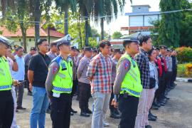 Laksanakan Pengamanan Tes Tertulis Pilkades Desa Nanjungan, Polres BS Gelar Apel Kesiapan