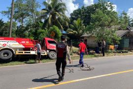 Quick Respon, Polsek Batiknau Datangi TKP Laka Lantas Tangki Minyak 