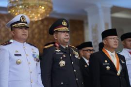 Wakapolda Bengkulu Ikuti Upacara Penurunan Bendera Merah Putih dalam Rangka HUT Kemerdekaan RI Ke-79
