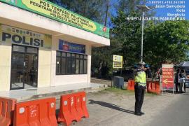 Personel Satlantas Polresta Bengkulu Laksanakan Pengaturan Lalu Lintas di Pos Pantai Panjang, Wujudkan Kamseltibcar Lantas yang Kondusif